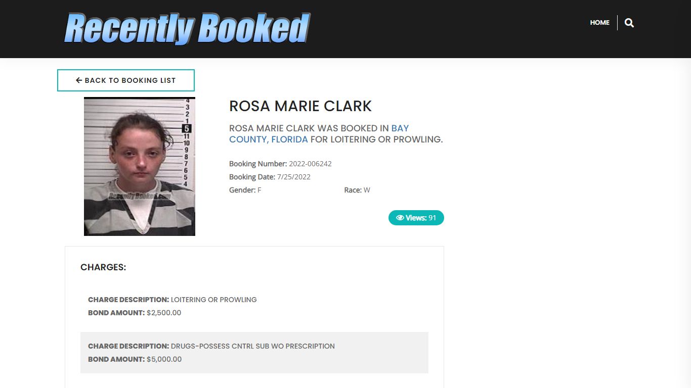 Recent Booking / Mugshot for ROSA MARIE CLARK in Bay County, Florida