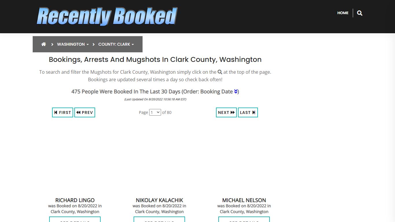 Bookings, Arrests and Mugshots in Clark County, Washington